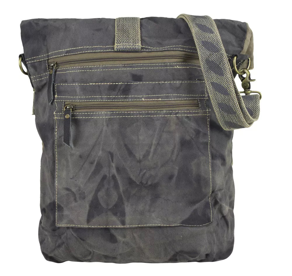 Sunsa Upcycling Canvas & Leder Umhängetasche