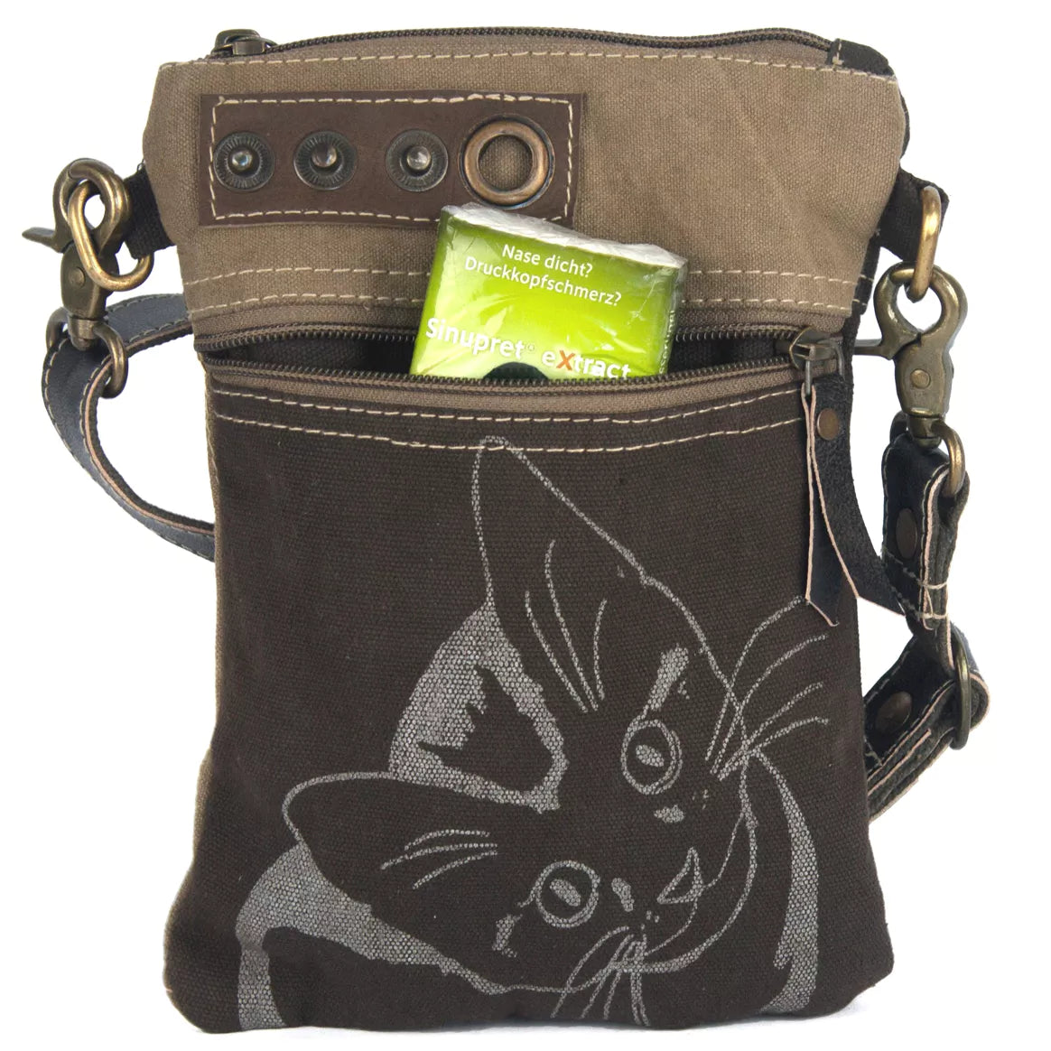 Sunsa Kleine Umhängetasche mit Katzenmotiv