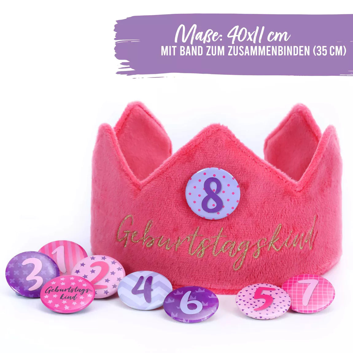 Papierdrachen Geburtstagskrone - Pink - Set 2