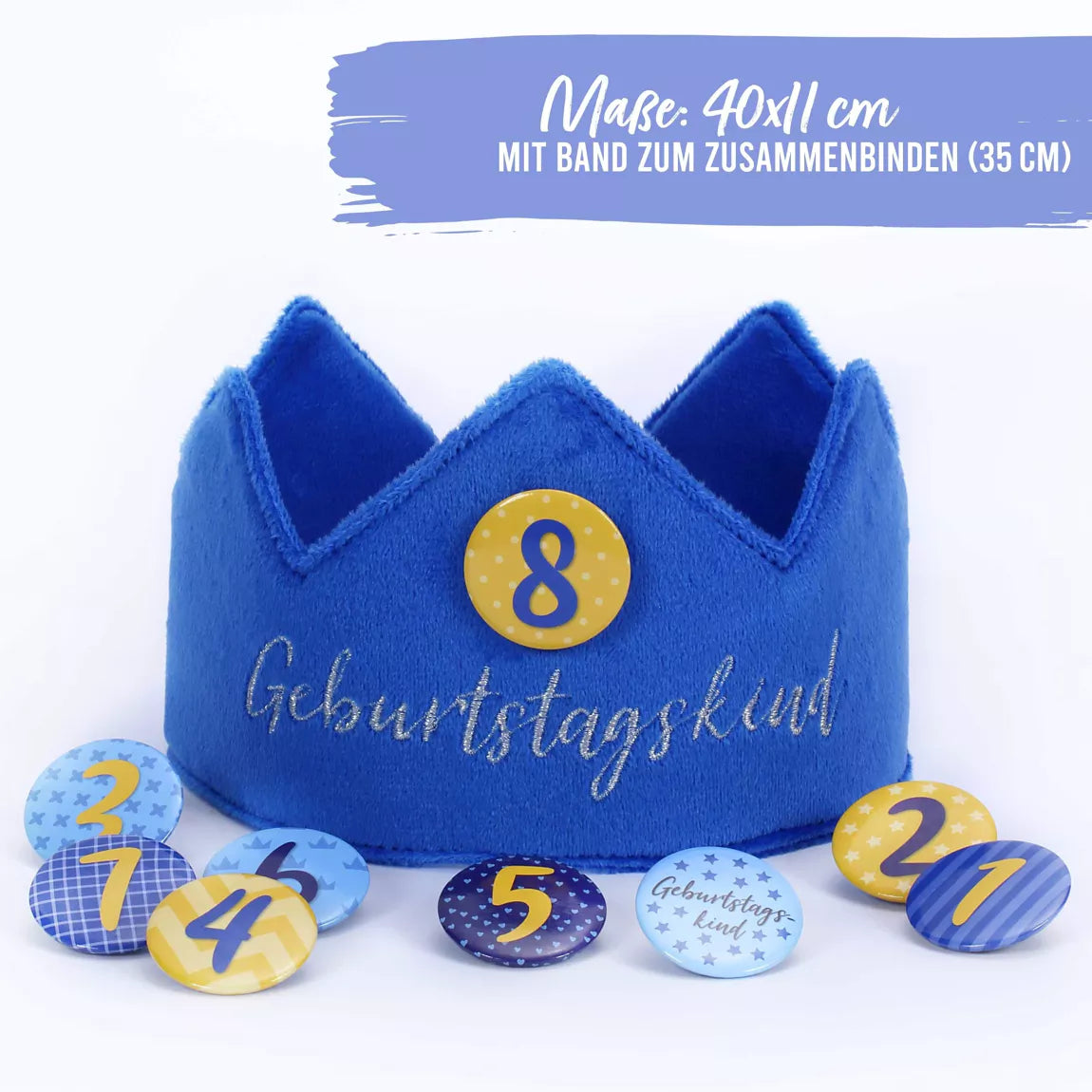 Papierdrachen Geburtstagskrone - Blau - Set 4
