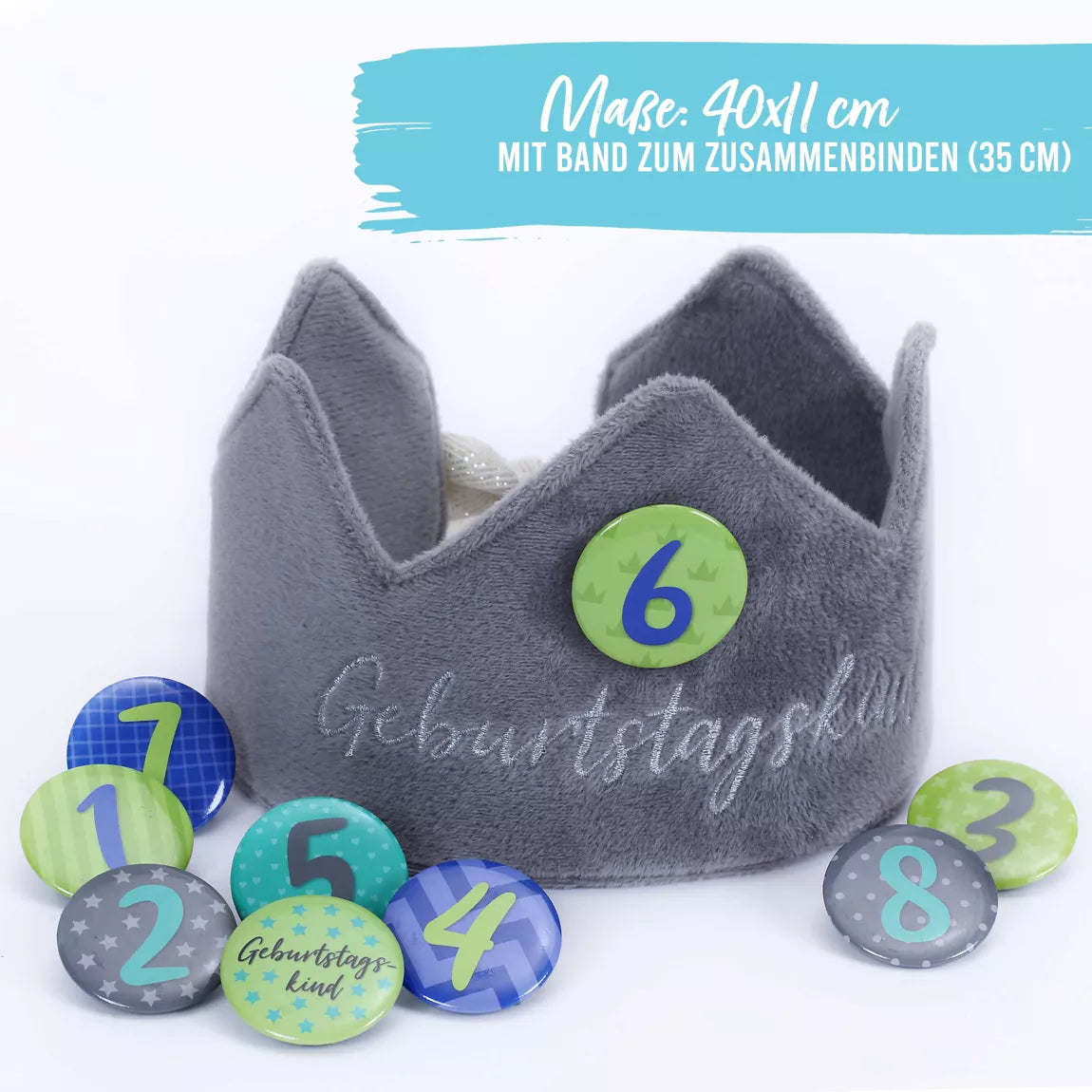 Papierdrachen Geburtstagskrone - Grau - Set 5