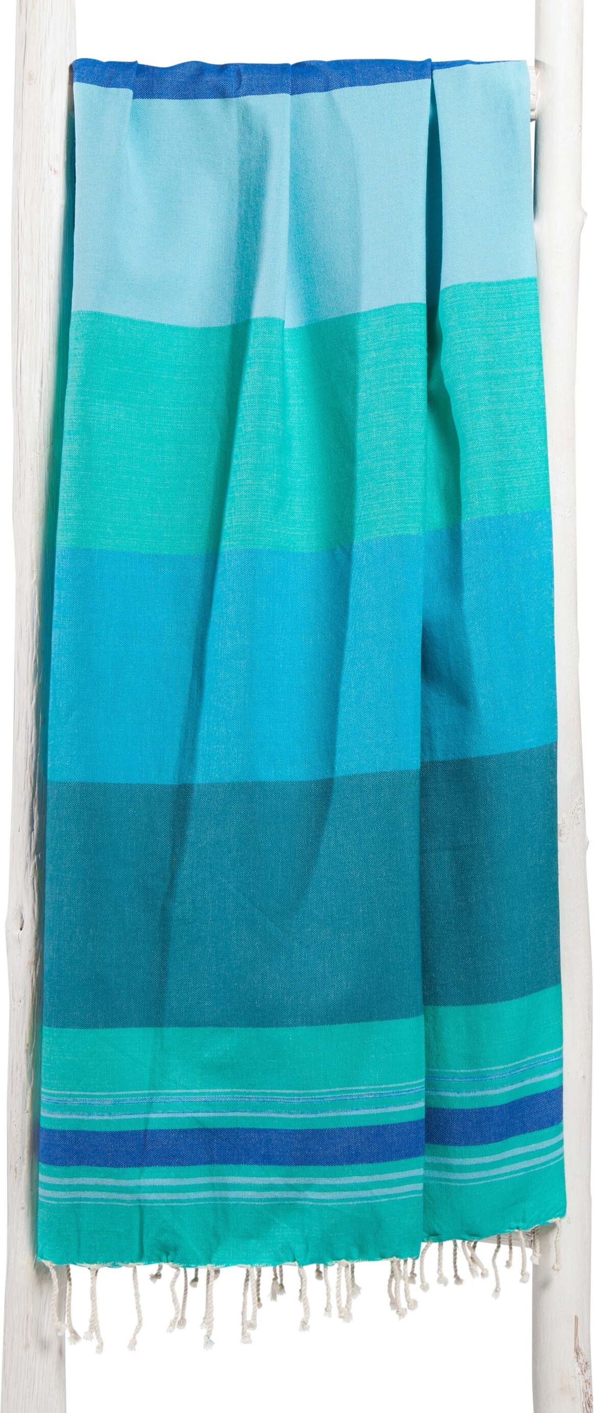 ZusenZomer Fouta Hammam Strandtuch CASABLANCA – 100x190 cm – Grün Blau