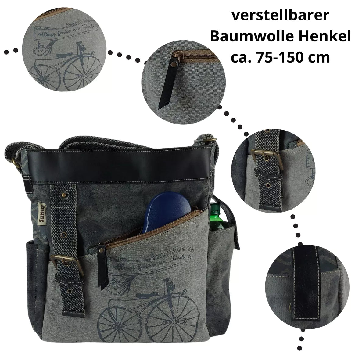 Sunsa Damen Große Crossbody Tasche in Vintage Stil