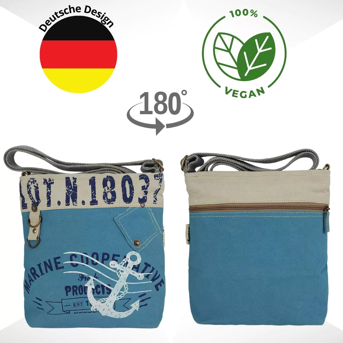 Sunsa Damen Umhängetasche - Maritim Stil aus Canvas