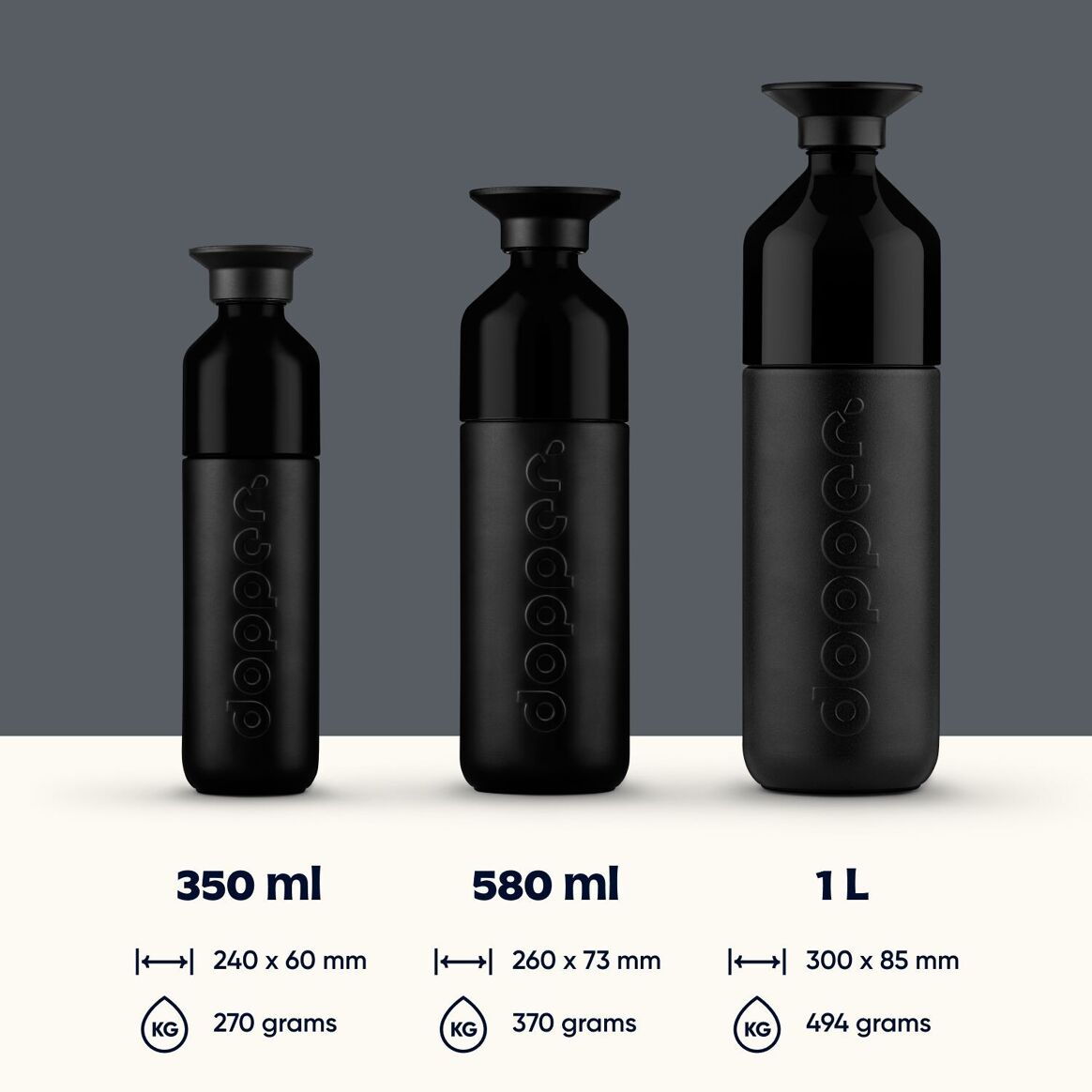 Dopper Isolierte Thermosflasche Blazing Black 350 ml