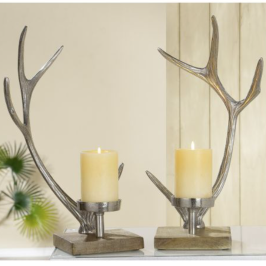 GILDE Kerzenständer Geweih 2-teiliges Set