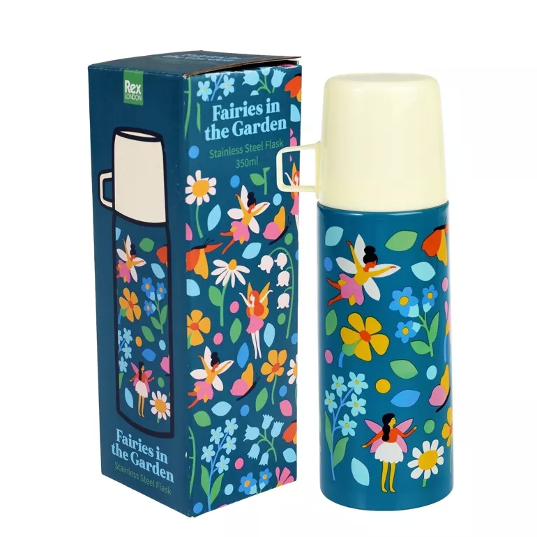 Rex London Feen im Garten Thermosflasche 350 ml aus Edelstahl mit Becher