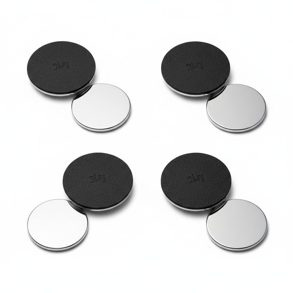 silwy® Power Bundle – 4 Magnete, 4 Metall-Nano-Gel-Pads & 8 Klebepads Ø 7,5 cm Schwarz