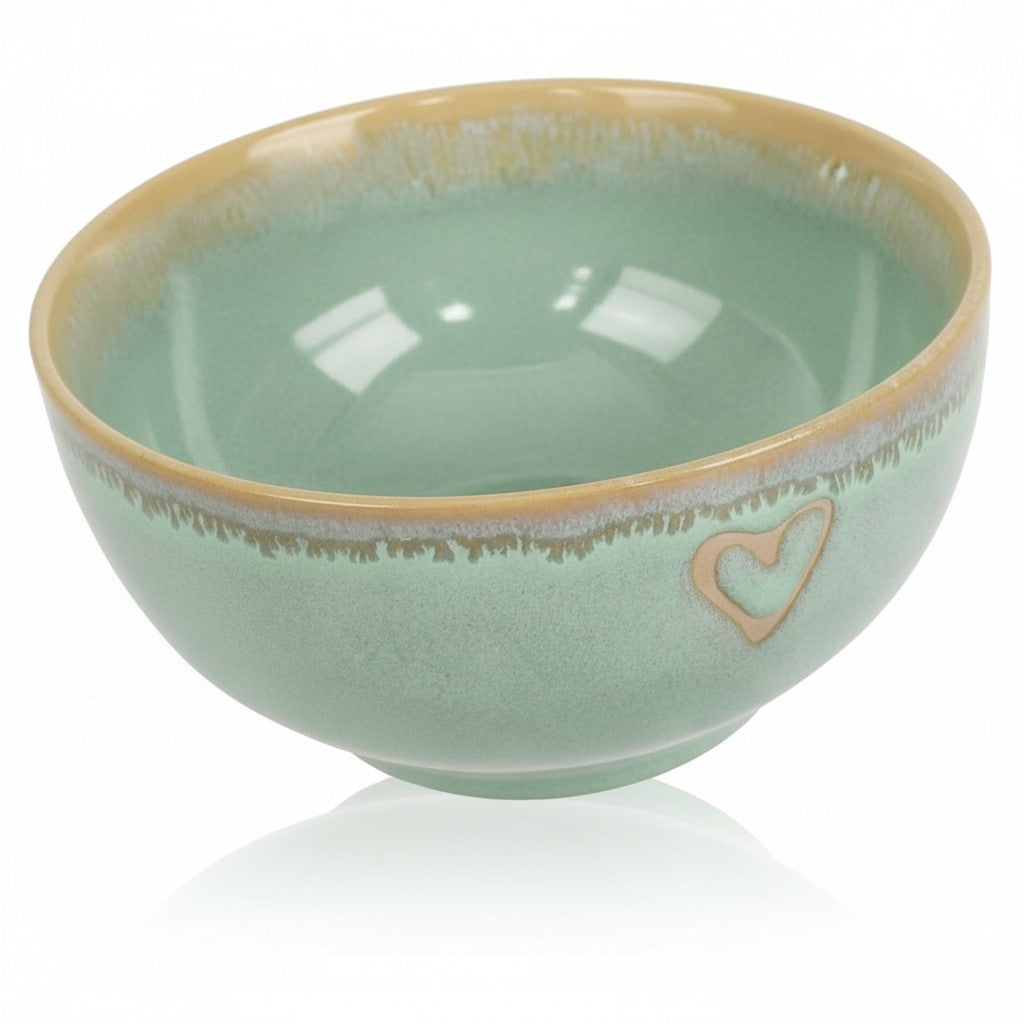 Mea-Living Stoneware Schale 450 ml Türkis Herz