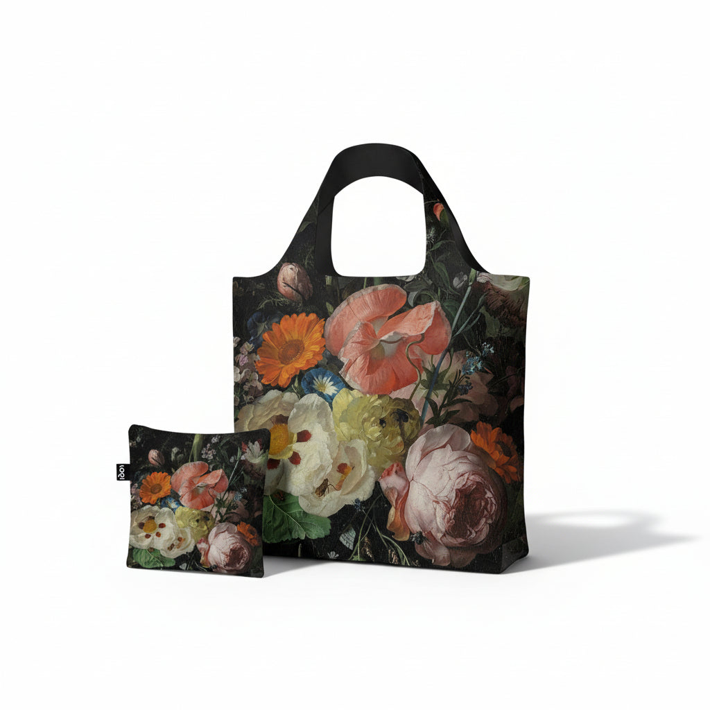 LOQI Einkaufstasche Still Life with Flowers – recyceltes Taft, 50x42 cm, 20 kg tragbar