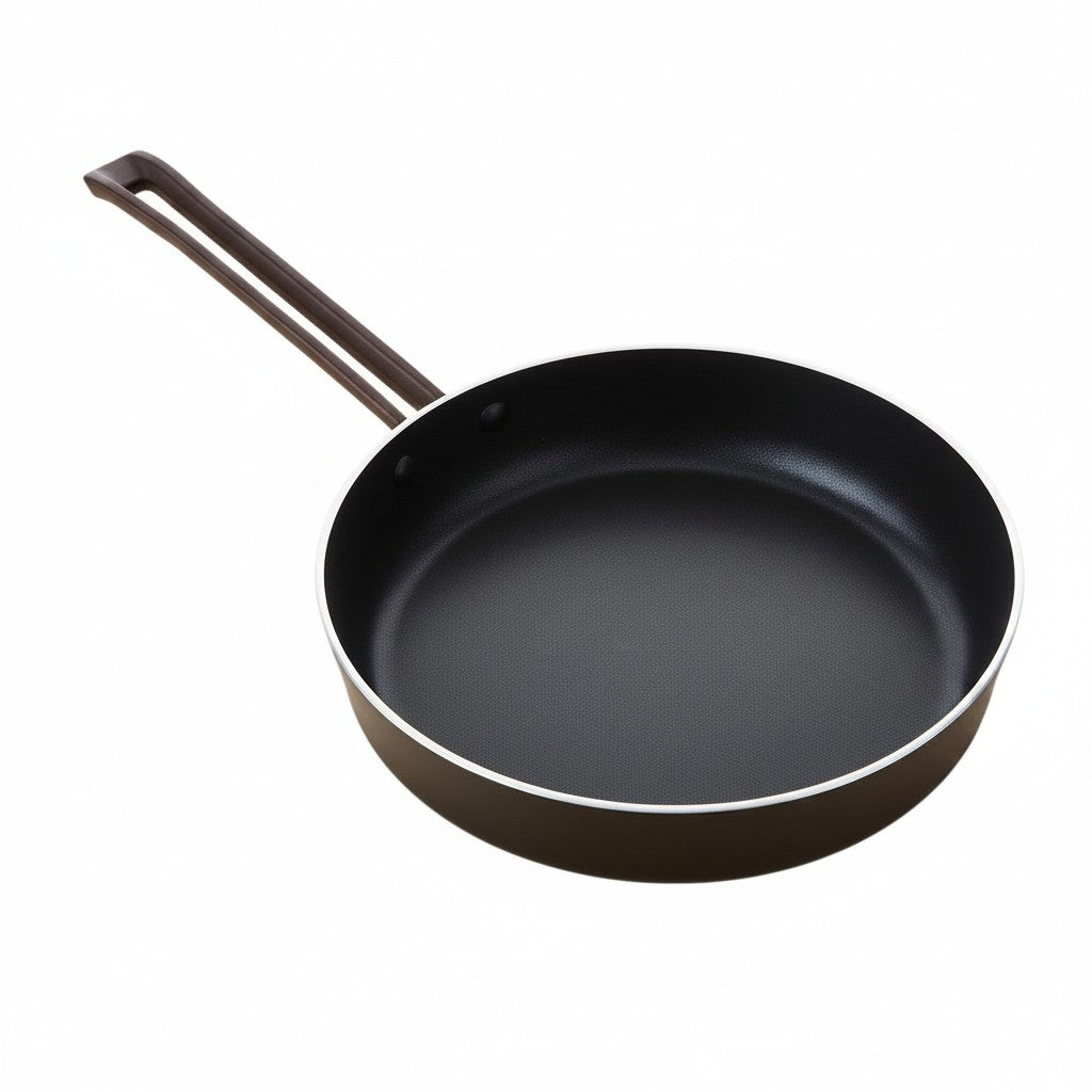 whb-superb Alessi edo Bratpfanne aus Aluminium mit braunem Edelstahlgriff und schwarzer Antihaftbeschichtung
