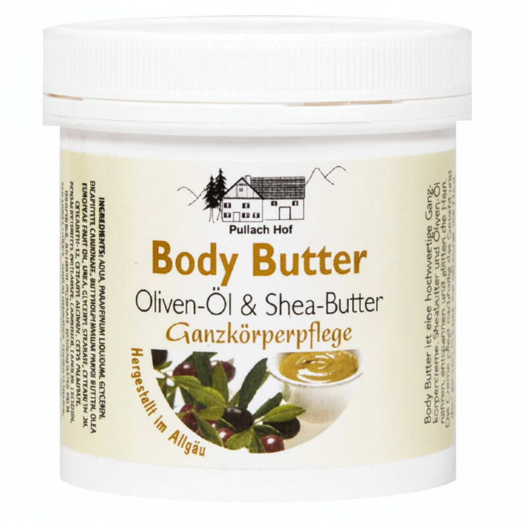 whb-superb Allgäu Pullach Hof Body Butter mit Olivenöl und Sheabutter im 250ml Tiegel für geschmeidige Haut