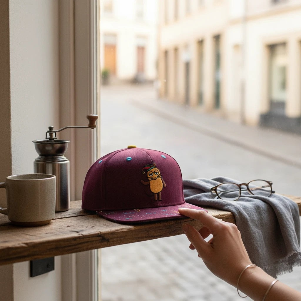 whb-superb Kinder Snapback Cap in Weinrot mit Die Maus Motiv, verstellbar, für Karneval und Freizeit