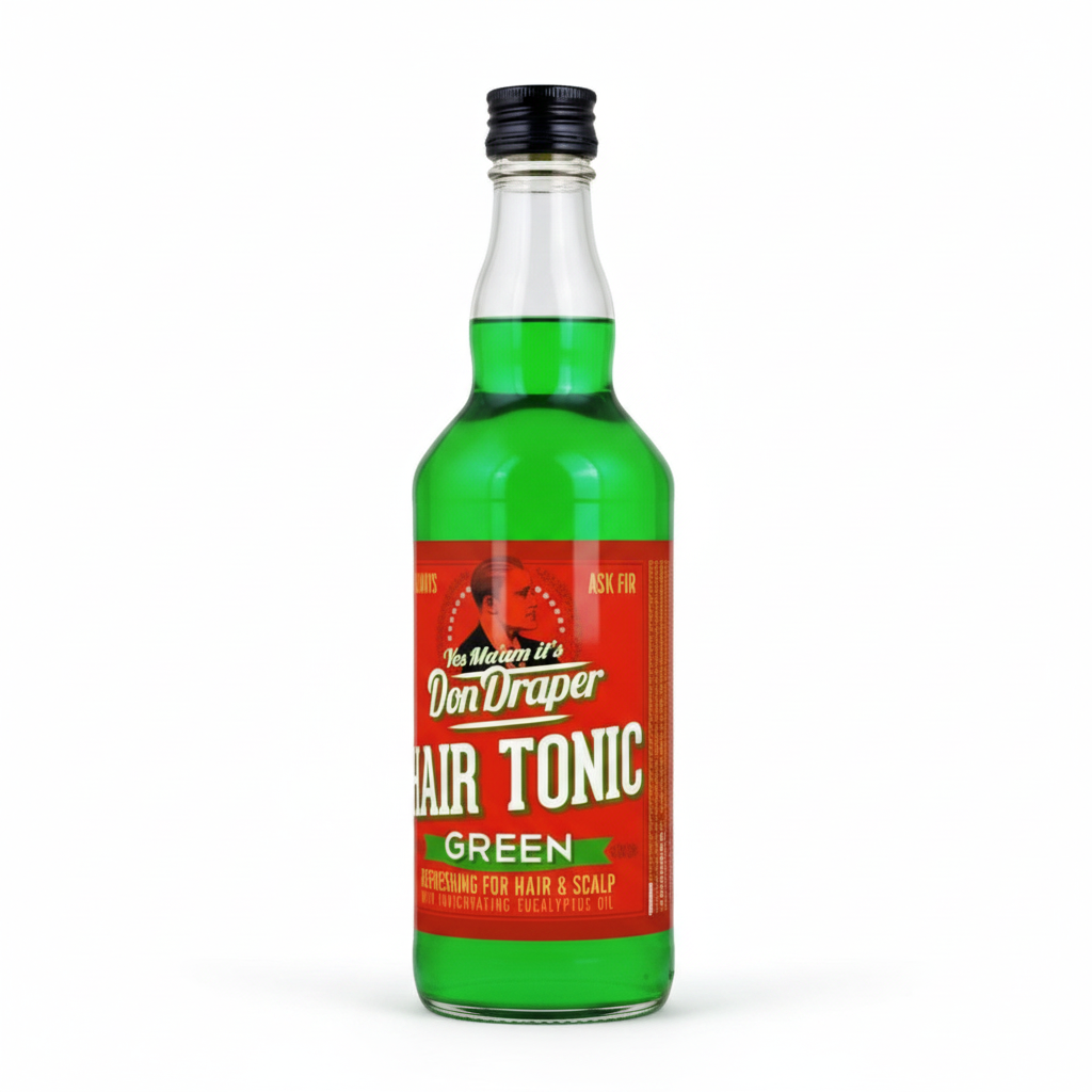 whb-superb Don Draper Hair Tonic Green in einer Glasflasche mit erfrischendem Menthol für die Kopfhautpflege