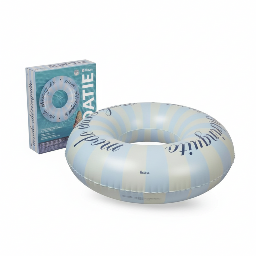 whb-superb Fisura aufblasbarer Schwimmring Chiringuito in Blau mit Streifenmuster und 105 cm Durchmesser