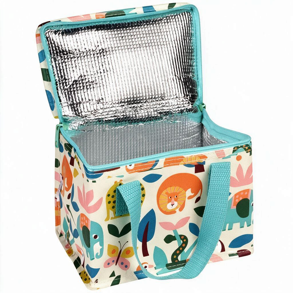 whb-superb Rex London isolierte Lunchtasche mit Wild Wonders Tiermotiv aus recyceltem Material mit blauem Tragegriff