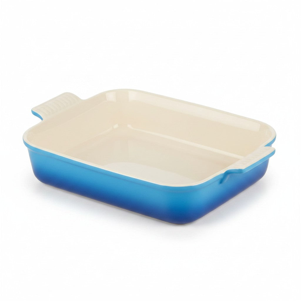 whb-superb Le Creuset rechteckige Auflaufform aus Steinzeug in Azure Blau, 32 cm groß für Ofengerichte