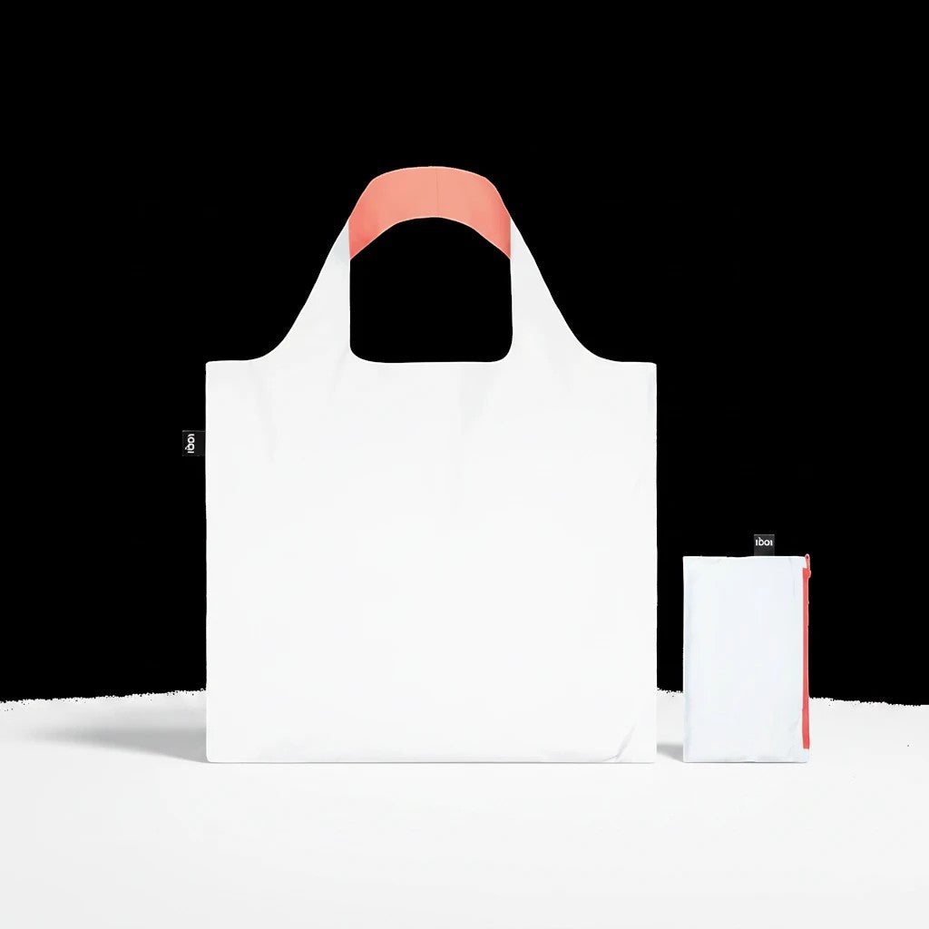 whb-superb LOQI Einkaufstasche in reflektierendem Neon-Orange aus wasserabweisendem, recyceltem Taffeta, faltbar.