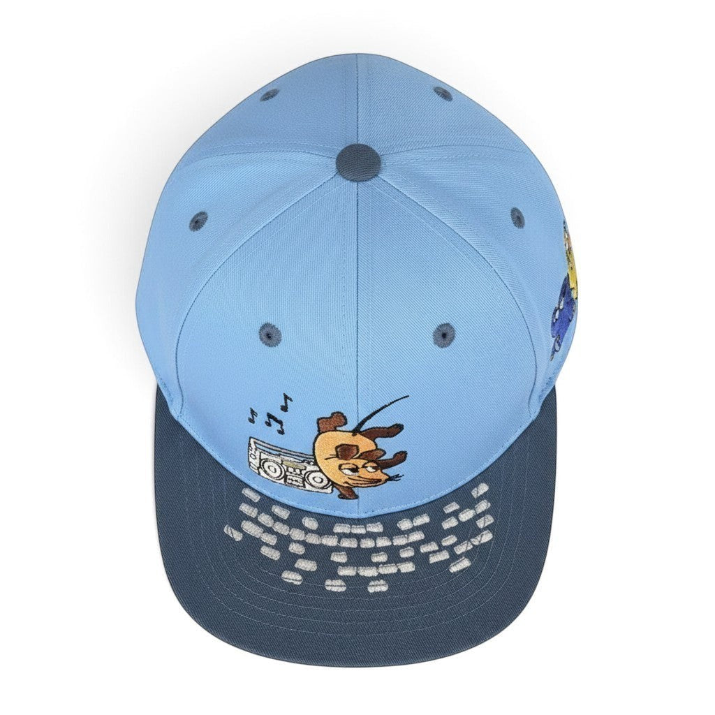 whb-superb blaue Kinder Snapback Cap mit Maus und Boombox Stickerei aus Baumwolle