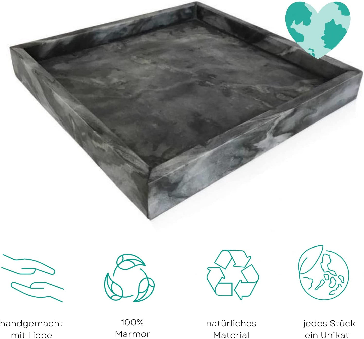 Adorist Marmortablett dunkelgrau quadratisch 30x30cm