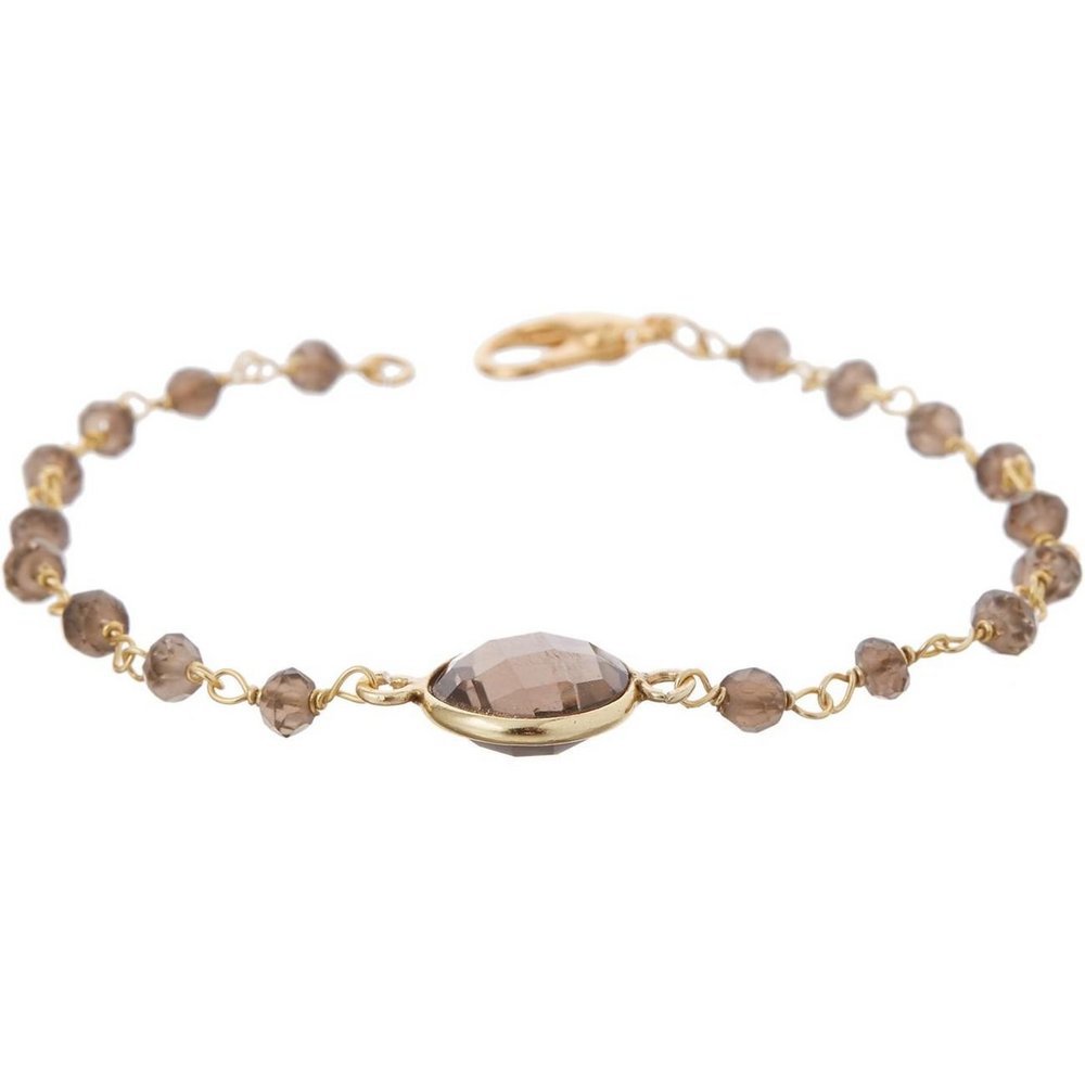 Gemshine Armband mit Rauchquarz Edelsteinen in 925 Silber vergoldet
