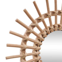 Atmosphera Spiegel Soleil aus Rattan – 30 cm – Beige