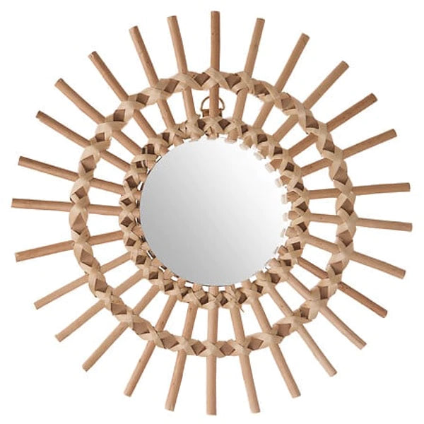 Atmosphera Spiegel Soleil aus Rattan – 30 cm – Beige