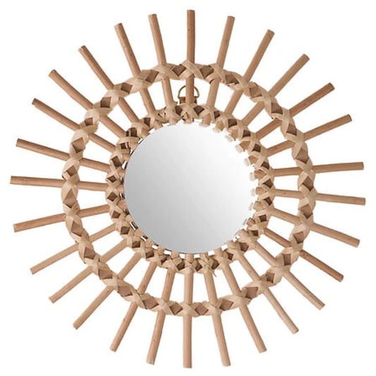 Atmosphera Spiegel Soleil aus Rattan – 30 cm – Beige