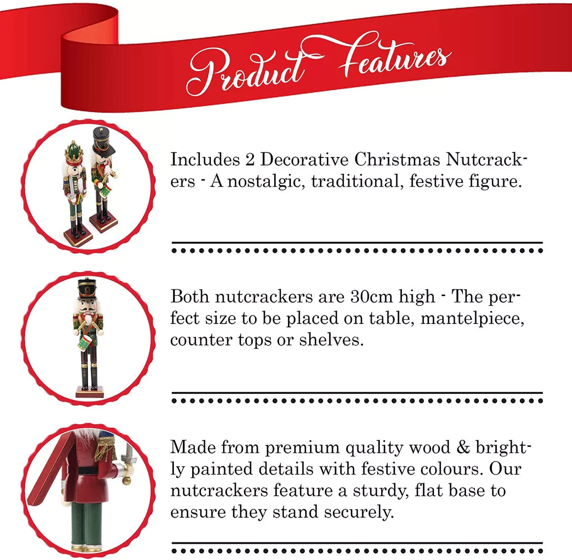 The Twiddlers Festliche Nussknacker - aus Holz (30 cm)