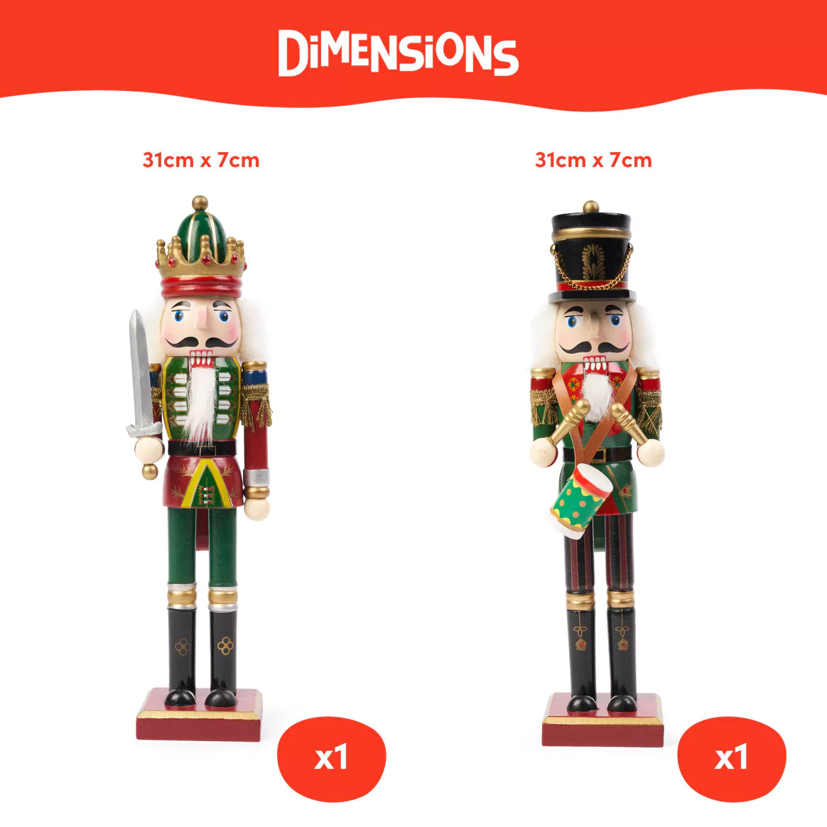 The Twiddlers Festliche Nussknacker - aus Holz (30 cm)