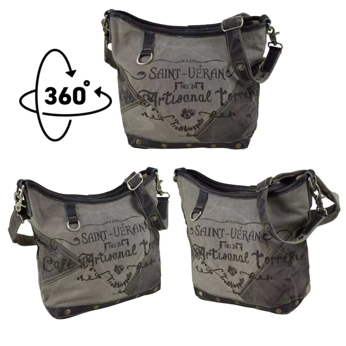 Sunsa Stone Washed Schultertasche