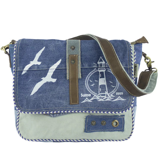 Sunsa Messenger Tasche Maritim Style Umhängetasche blau