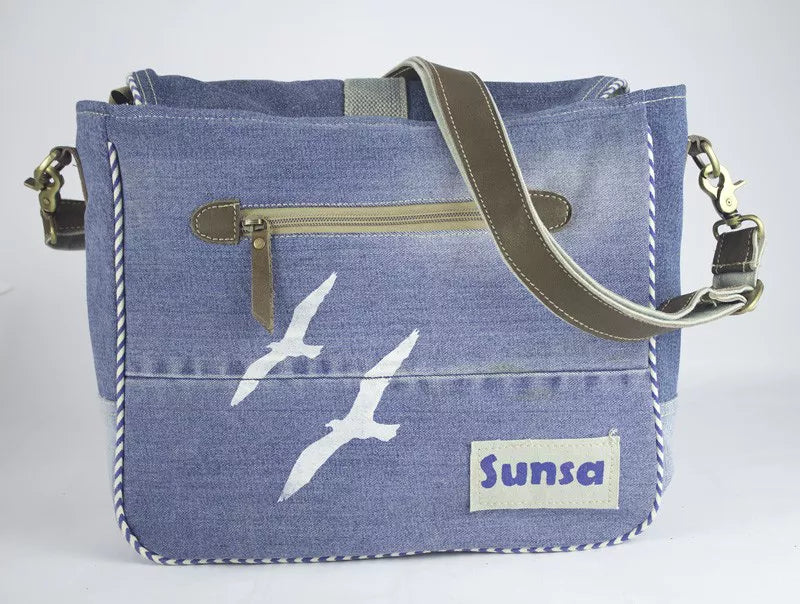 Sunsa Messenger Tasche Maritim Style Umhängetasche blau