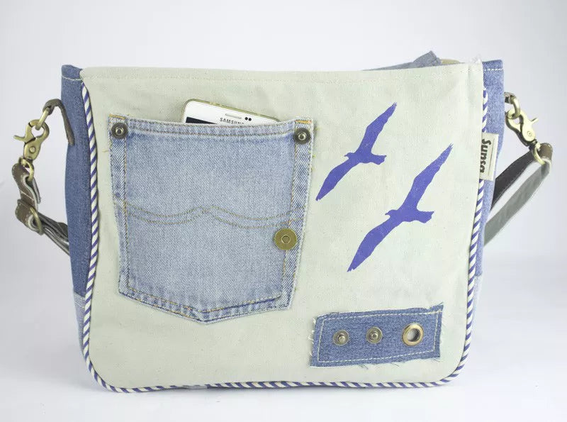 Sunsa Messenger Tasche Maritim Style Umhängetasche blau