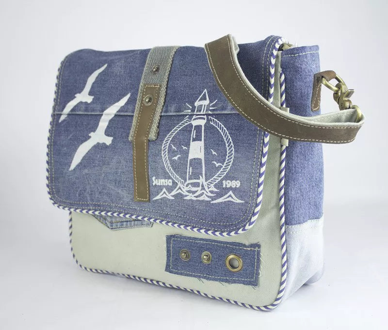 Sunsa Messenger Tasche Maritim Style Umhängetasche blau