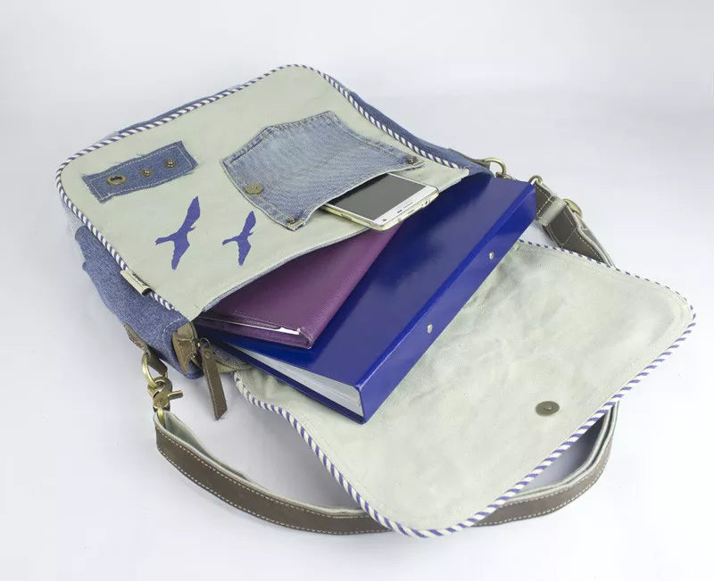 Sunsa Messenger Tasche Maritim Style Umhängetasche blau