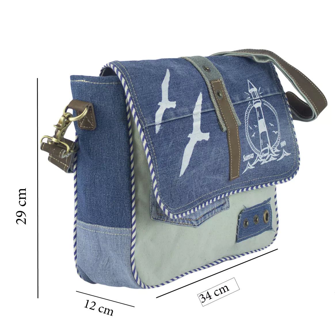 Sunsa Messenger Tasche Maritim Style Umhängetasche blau
