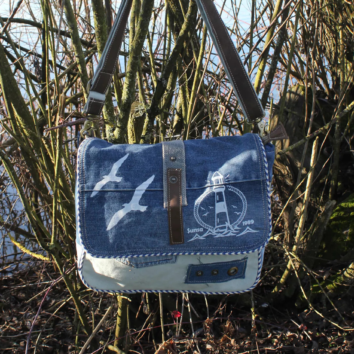 Sunsa Messenger Tasche Maritim Style Umhängetasche blau