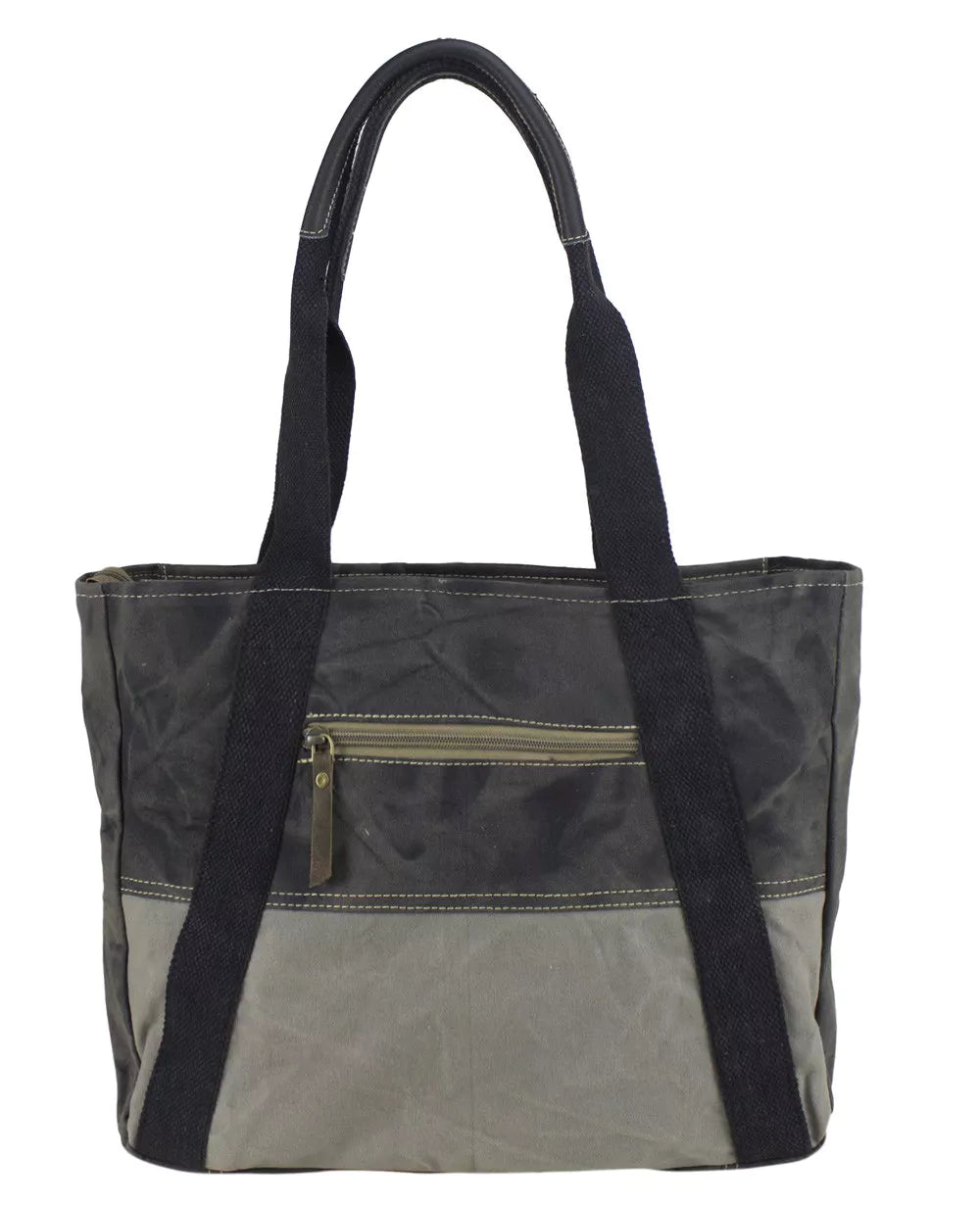 Sunsa Stone Washed Canvas - Grau-Schwarzer Shopper