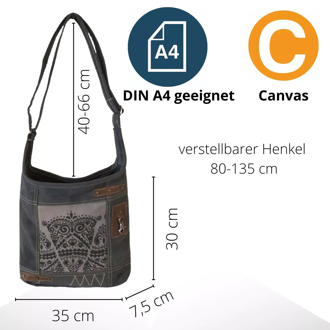 Sunsa Mandala Canvastasche Hobo