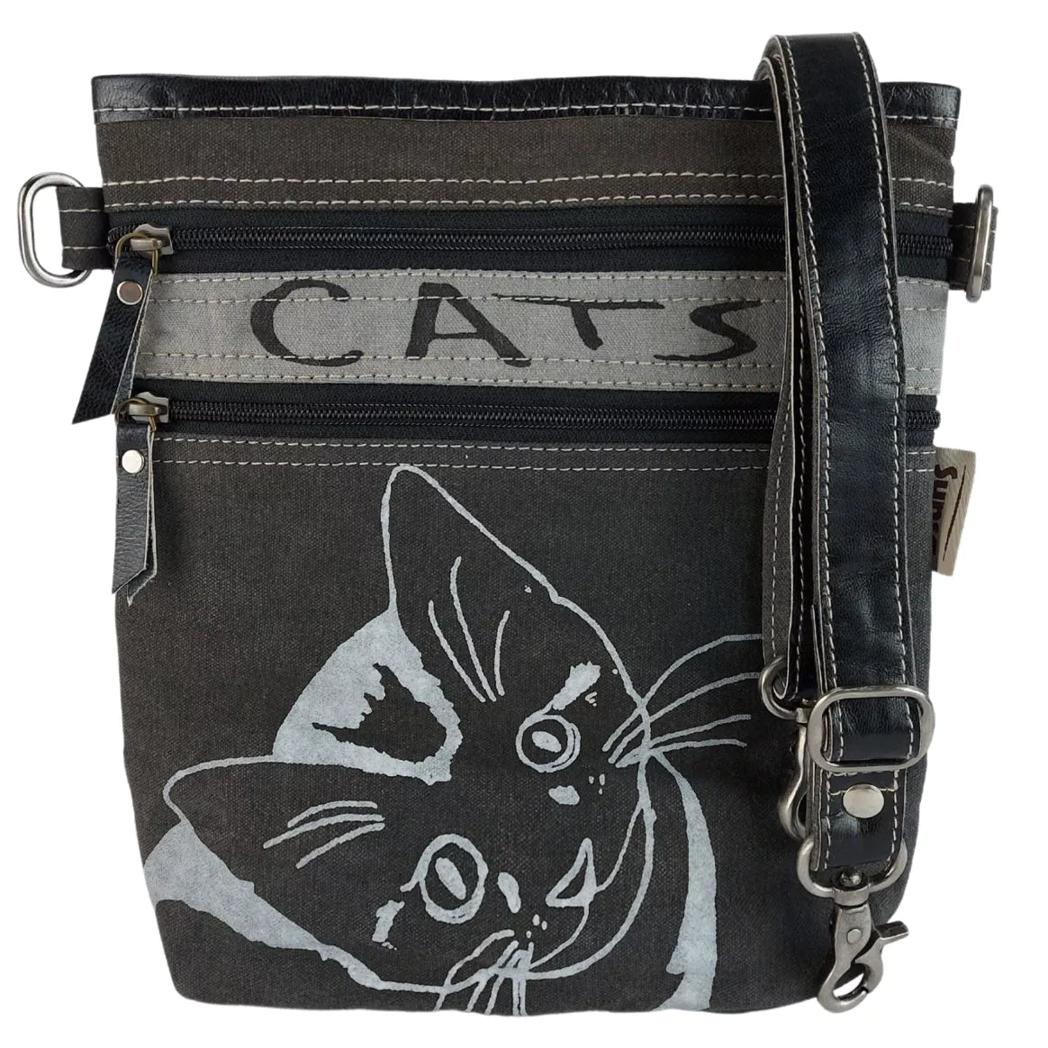 Sunsa Upcycling Damen Umhängetasche - Katzenmotiv