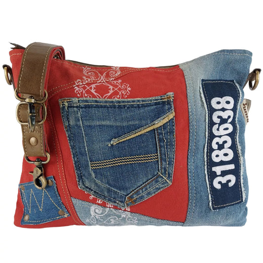 Sunsa Recycelte Jeanstasche in Rot