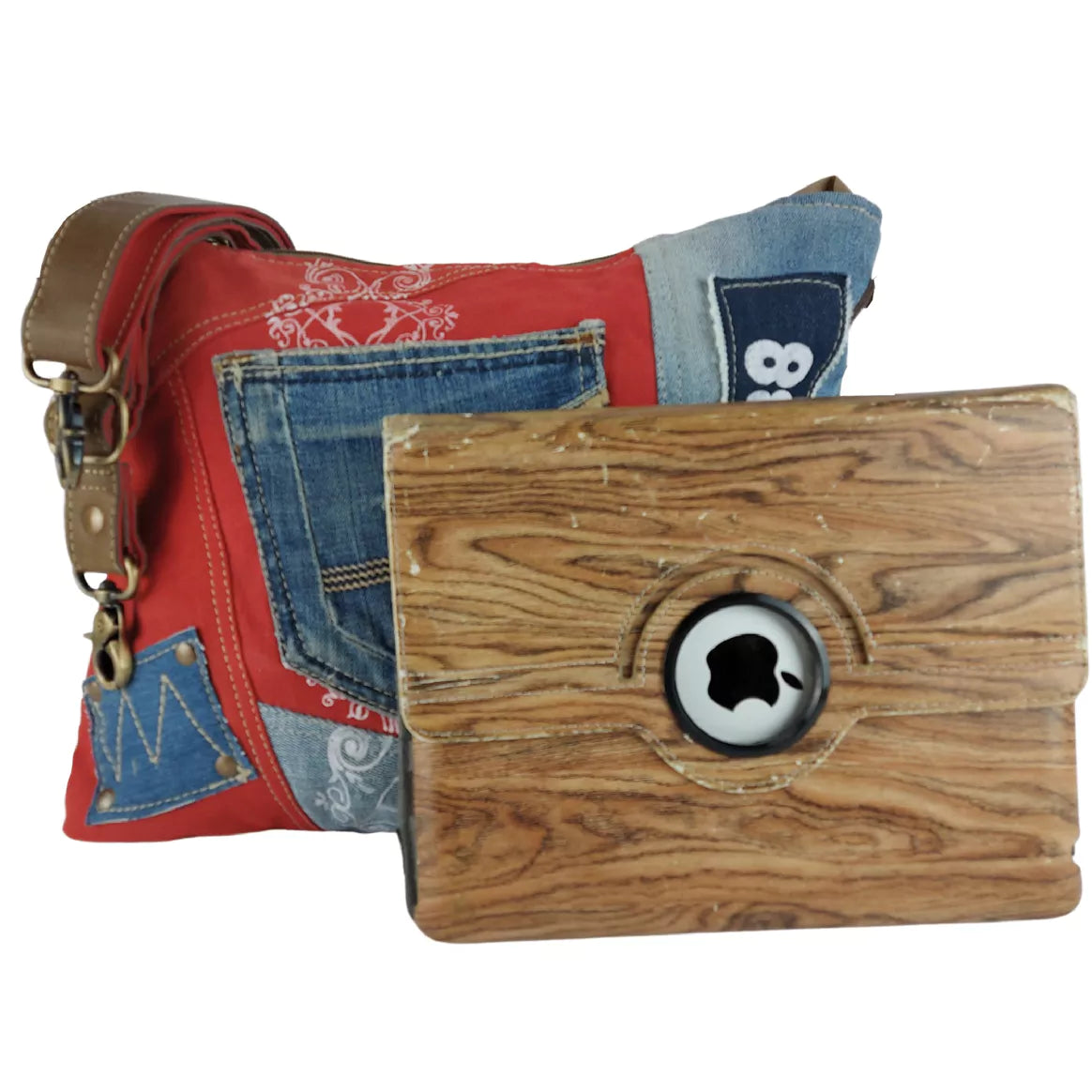 Sunsa Recycelte Jeanstasche in Rot