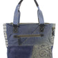 Sunsa Damen Handtasche Shopper Patchwork Design blau/grau