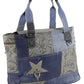 Sunsa Damen Handtasche Shopper Patchwork Design blau/grau