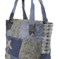 Sunsa Damen Handtasche Shopper Patchwork Design blau/grau