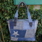 Sunsa Damen Handtasche Shopper Patchwork Design blau/grau
