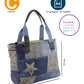 Sunsa Damen Handtasche Shopper Patchwork Design blau/grau