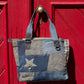 Sunsa Damen Handtasche Shopper Patchwork Design blau/grau