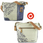Sunsa Umhängetasche aus recycelten Jeans und Canvas beige/blau